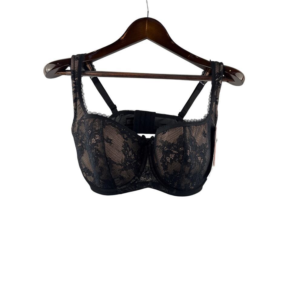 Women’s Rosme Size 40 DDD Black Lace Bra w/ Bow Detail